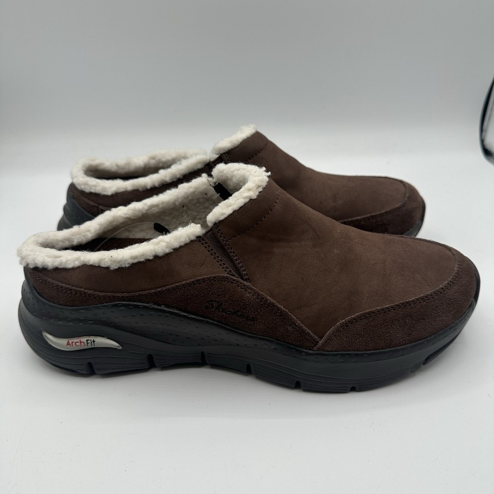 Sketchers Arch Fit Quick Escape Shoes Womens Sz 9 Chocolate Brown Slip On 167202